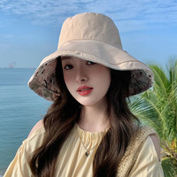 猫人遮阳帽女防晒渔夫帽女夏季双面遮脸大帽檐防晒防紫外线太阳帽子 黑色 均码（56-58）