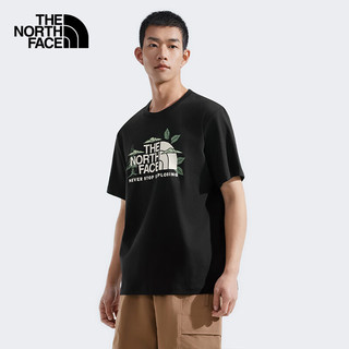 The North Face北面男女同款棉印花短袖T恤户外透气8D7W 宇宙黑/JK3 L