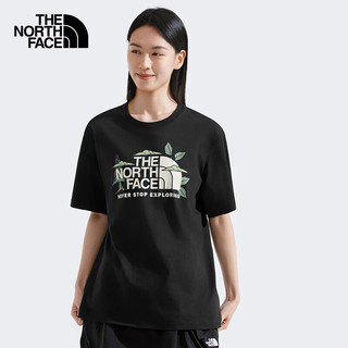 The North Face北面男女同款棉印花短袖T恤户外透气8D7W 宇宙黑/JK3 L