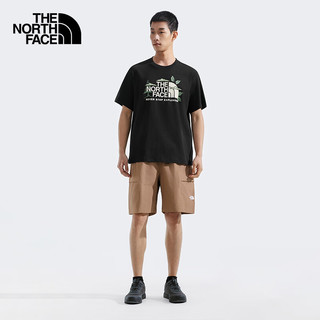 The North Face北面男女同款棉印花短袖T恤户外透气8D7W 宇宙黑/JK3 L