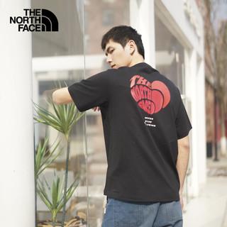 北面（The North Face）短袖T恤款纯棉短袖舒适爱心户外透气25年春夏8D7U JK3/黑色 M /170