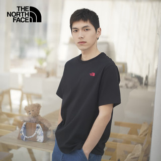 北面（The North Face）短袖T恤款纯棉短袖舒适爱心户外透气25年春夏8D7U JK3/黑色 M /170