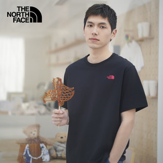 北面（The North Face）短袖T恤款纯棉短袖舒适爱心户外透气25年春夏8D7U JK3/黑色 M /170