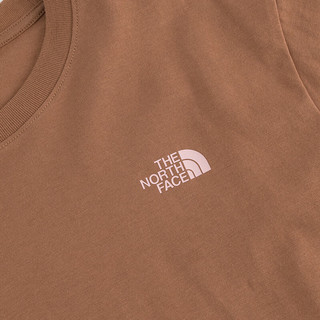 北面（The North Face）短袖T恤款纯棉短袖舒适爱心户外透气25年春夏8D7U 6IH/奶咖棕 2XL /185