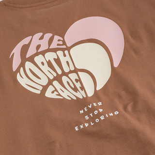 北面（The North Face）短袖T恤款纯棉短袖舒适爱心户外透气25年春夏8D7U 6IH/奶咖棕 2XL /185