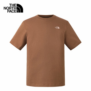 北面（The North Face）短袖T恤款纯棉短袖舒适爱心户外透气25年春夏8D7U 6IH/奶咖棕 2XL /185