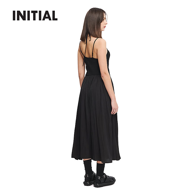 INITIAL春夏吊带连衣裙小黑裙女24UDNFLMXX192 BLK/