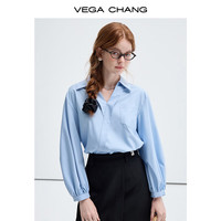 VEGA CHANG设计感门襟 酝酿獨属初秋的温柔 法式v领衬衫 日光蓝-长袖 L