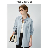 VEGA CHANG衬衫女上衣2025年春季高级设计感休闲百搭长袖衬衣 雾霾蓝 XS