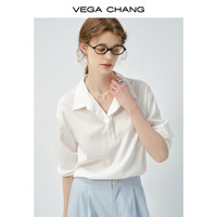 VEGA CHANG衬衫女2025春夏韩系百搭通勤休闲宽松长袖套头上衣 玉霜白 M