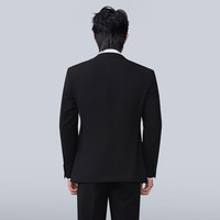 HLA海澜之家套装西服男胸针点缀松紧腰套西男 黑色格纹09-西服+裤子 175/96B 69~74kg