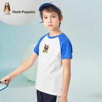 暇步士（Hush Puppies）【蒸呢工艺】童装儿童男女大童夏季时尚缤纷假日感儿童短袖 宝蓝 B 150