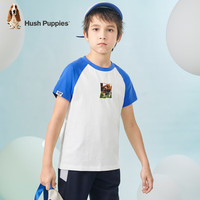 暇步士（Hush Puppies）【蒸呢工艺】童装儿童男女大童夏季时尚缤纷假日感儿童短袖 宝蓝 B 160