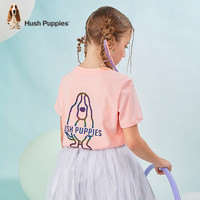 暇步士（Hush Puppies）【蒸呢工艺】童装儿童男女大童夏季时尚缤纷假日感儿童短袖 粉艾尔 C 105