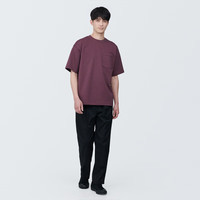 無印良品 MUJI（無印良品 ）男式 防紫外线 凉感宽版短袖T恤 男士t恤打底衫防晒 酒红色 XL （180/104A）