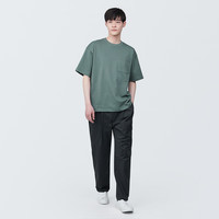 無印良品 MUJI（無印良品 ）男式 防紫外线 凉感宽版短袖T恤 男士t恤打底衫防晒 烟熏绿色 L （175/100A）