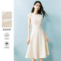【福利】夏季时尚简约休闲裙子气质提花纯色高腰通勤连衣裙