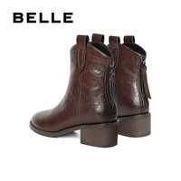 百丽（Belle）时尚复古西部靴女显瘦增高短靴B2360DD4   (235mm)