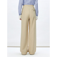 太平鸟女装西服套装高腰直筒长裤年春季宽松休闲裤 米色长裤 S