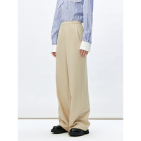 太平鸟女装西服套装高腰直筒长裤年春季宽松休闲裤 米色长裤 M