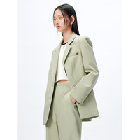太平鸟女装西装简约通勤女春职场设计感休闲西服外套 浅绿 L