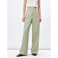 太平鸟女装西服套装高腰直筒长裤年春季宽松休闲裤 浅绿长裤 XL