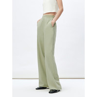 太平鸟女装西服套装高腰直筒长裤年春季宽松休闲裤 浅绿长裤 L