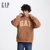 Gap男女装秋冬款字母logo仿羊羔绒加厚保暖连帽卫衣609050