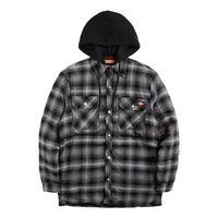 Dickies假两件夹克工装男连帽休闲宽松格子外套春秋 红色 L