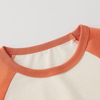 迪士尼（Disney）儿童男女童短袖t恤男童短袖t恤2025夏季休闲时尚半袖上衣 橙白 140 cm