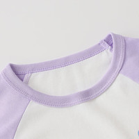 迪士尼（Disney）儿童男女童短袖t恤男童短袖t恤2025夏季休闲时尚半袖上衣 紫白 160 cm