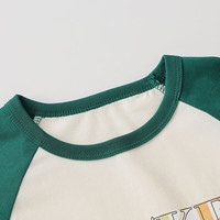 迪士尼（Disney）儿童男女童短袖t恤男童短袖t恤2025夏季休闲时尚半袖上衣 绿白 110 cm