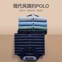 七匹狼长袖T恤男春季男士POLO保罗衫纯棉商务休闲条纹翻领体恤男装上衣 005(浅灰)-5388款 160/80A/M