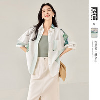【凯伊莱文联名】2025夏装简约清新联名印花女式翻领短袖衬衫