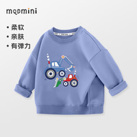 MQDMINI童装男童卫衣春秋薄款帅气男孩衣服潮流圆领秋装儿童休闲运动上衣 墨绿挖机 140