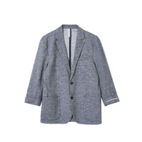 杰克·琼斯(JACK&JONES)亚麻混合环保平驳领西装外套22228P001 藏蓝色 175/96A/M