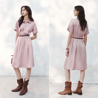森马（Semir）森柔牛仔|牛仔连衣裙女收腰翻领2025夏季凉感中长裙109325114021