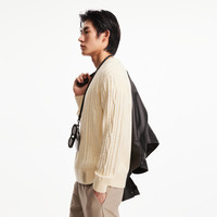 【可机洗】杰克琼斯男装秋季宽松织花针织衫含棉刺绣皮标毛衣 S03 黑色（棋盘格扭花） 190/108A/XXL