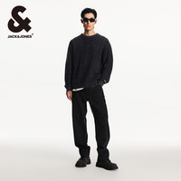 【复古做旧感】杰克琼斯秋季宽松织花毛衣纯棉男士针织衫男装 知更鸟灰E40（重磅织花） 175/96A/M