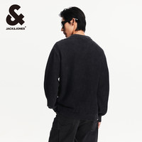 【复古做旧感】杰克琼斯秋季宽松织花毛衣纯棉男士针织衫男装 月光灰A00（重磅织花） 185/104A/XL