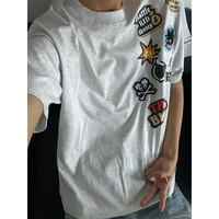 佘曼莱 卡通涂鸦短袖t恤男款夏季美式复古潮牌cleanfit重磅纯棉半袖上衣