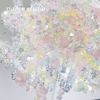 Tweed 宝石水晶儿童串珠冰透感混色玻璃散珠配件diy手工手链项材料玩具