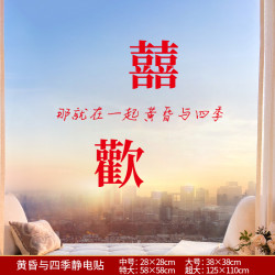 爱上礼 彩虹喜字静电贴纸窗户结婚布置囍字婚礼婚车玻璃窗花婚房专用装饰