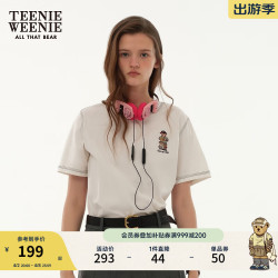 TEENIE WEENIE 小熊春夏季短袖T恤多巴胺宽松上衣红色白色时髦女士 象牙白 S