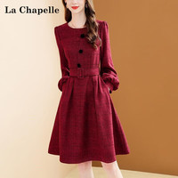 拉夏贝尔(La Chapelle)连衣裙女装2025年春夏季时尚百搭气质设计高级感长袖裙子女 红色 L 【105-115斤】