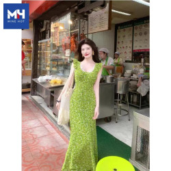 MH 小清新绿色蕾丝碎花连衣裙 5759327740032