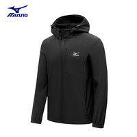 美津浓(MIZUNO)户外夹克男防风保暖徒步登山服男软壳复合外套男 黑色 L