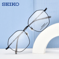 SEIKO精工近视眼镜男女款超轻眼镜框可配度数高镜片综合链接1Z 精工AE5002-112黑色 万新1.60非球面树脂镜片
