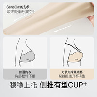 ELLE无痕焦点杯内衣女小胸聚拢防下垂可外穿交叉肩带性感抹胸文胸 高级黑 S
