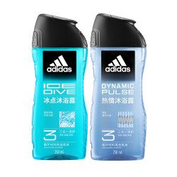adidas 阿迪达斯 男士沐浴露 洗发洁面三效合一 冰点热情套装500ml